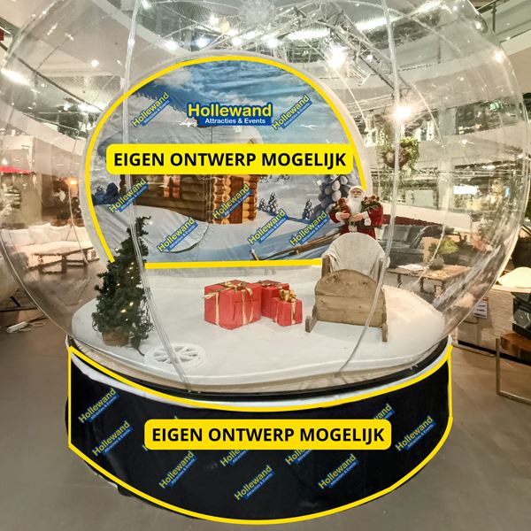 EigenontwerpSnowglobe Snowglobe levensgroot 3,5m. Incl. op- en afbouw en 3 uur begeleiding
