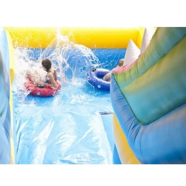 Glijbaan, zwembad, water, haai